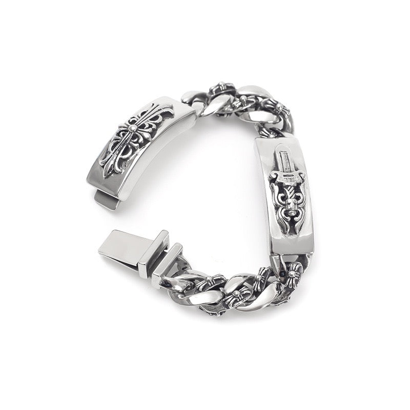 Chrome Hearts DOUBLE ID FANCY LINK BRACELET 8 - Chrome Hearts bracelets image 4