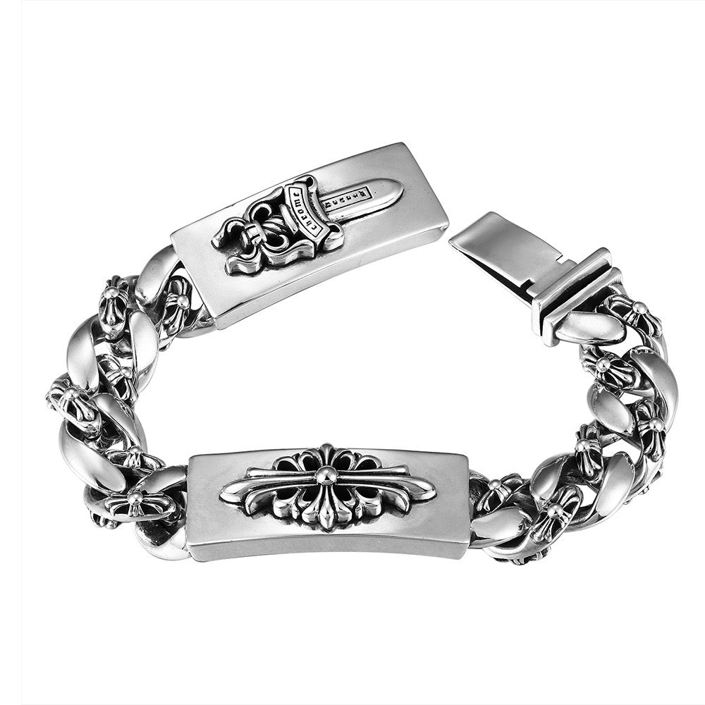 Chrome Hearts DOUBLE ID FANCY LINK BRACELET 8 - Chrome Hearts bracelets image 1