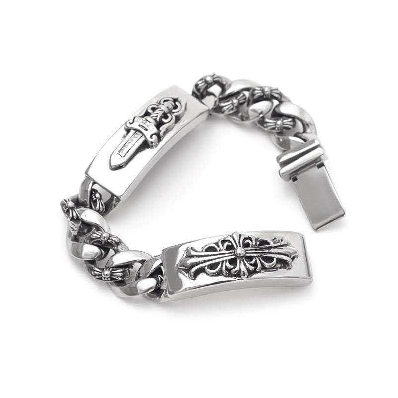 Chrome Hearts DOUBLE ID FANCY LINK BRACELET 8 - Chrome Hearts bracelets image 3