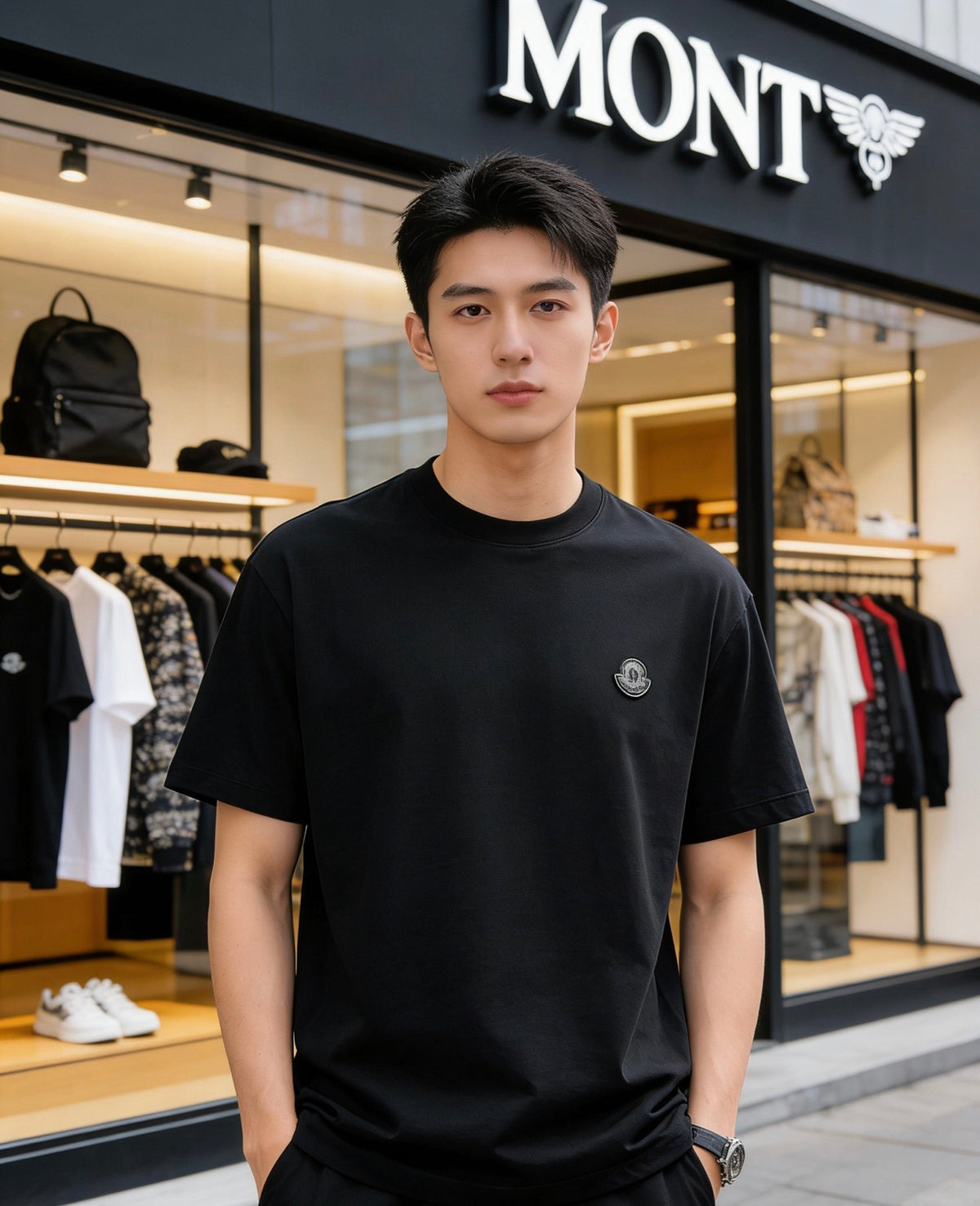 Moncler Embroidered Logo T-Shirt - Black - view 10