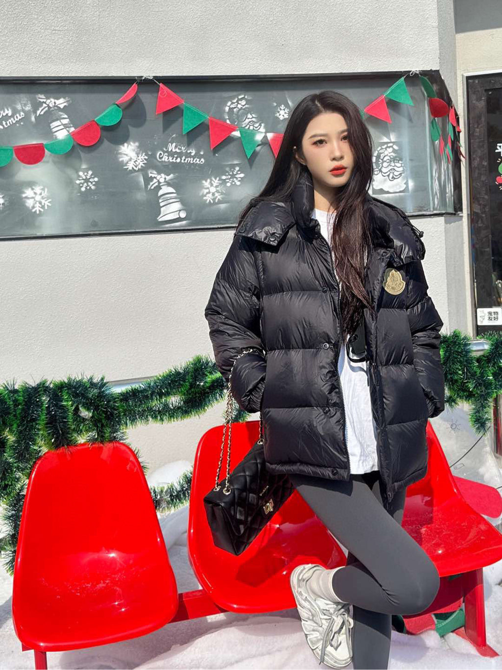 Moncler Hooded Embroidered Down Jacket - view 10