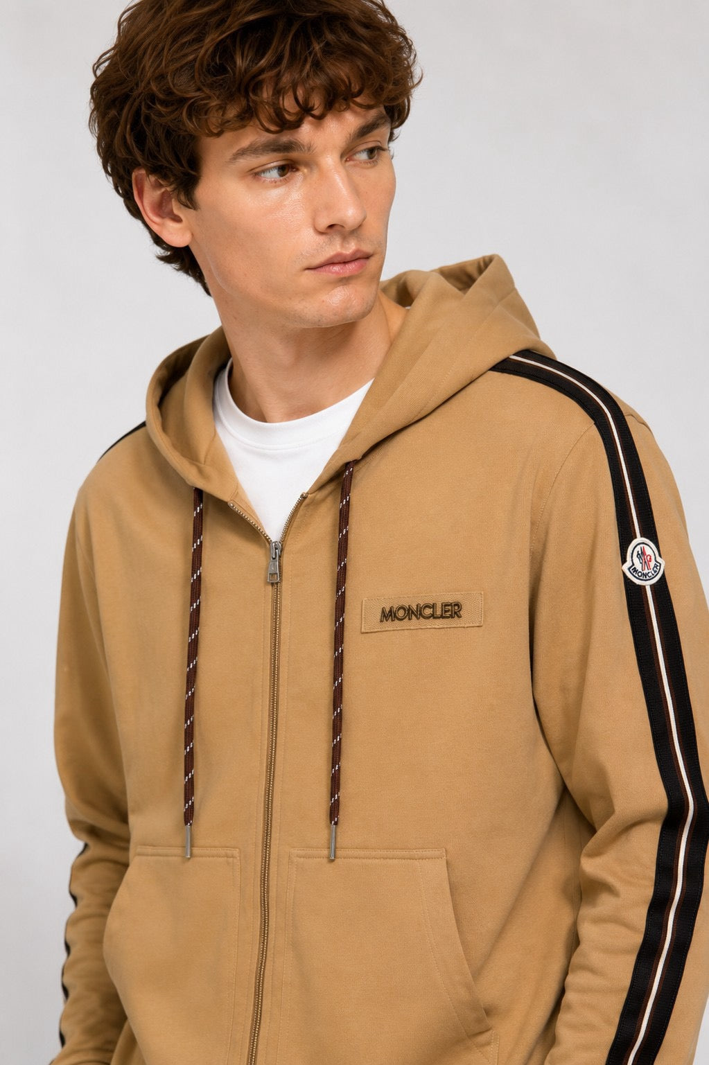 Moncler Hooded Zip-Up Embroidered Sweater - view 10