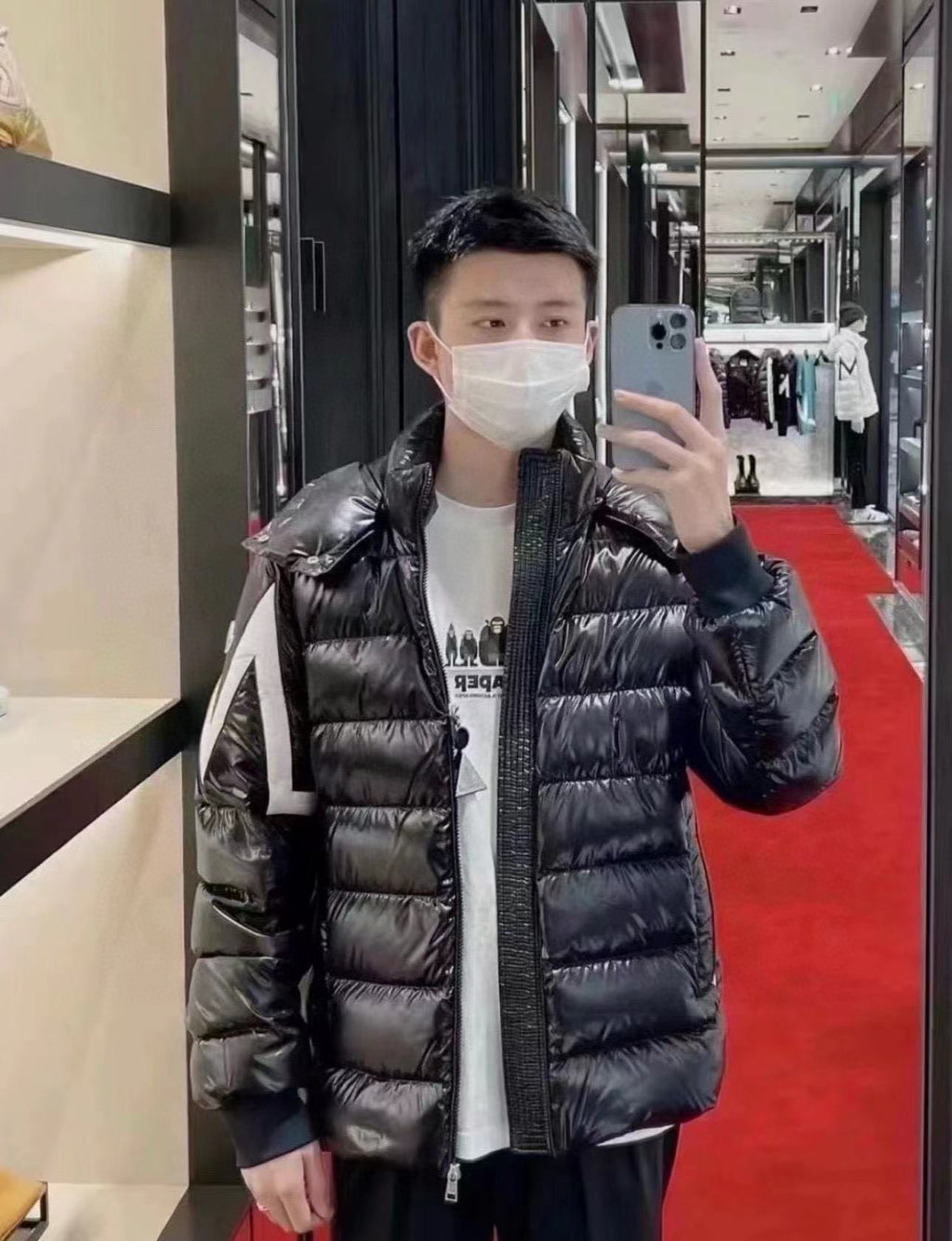 Moncler Hooded Embroidered Logo Down Jacket - view 10