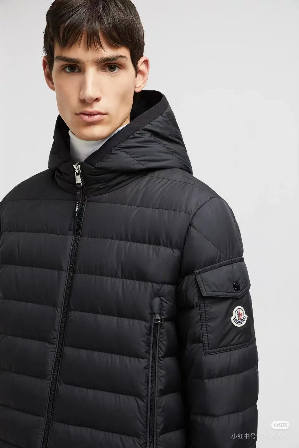 Moncler Hooded Zip-Up Logo Down Jacket - view 10