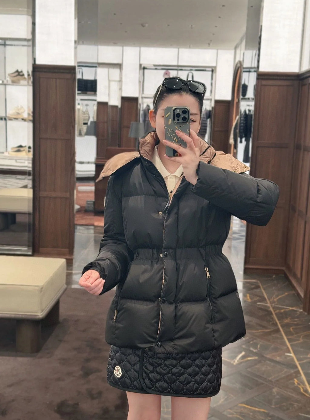 Moncler Women's Hooded Zip-Up Down Jacket - Black - view 10