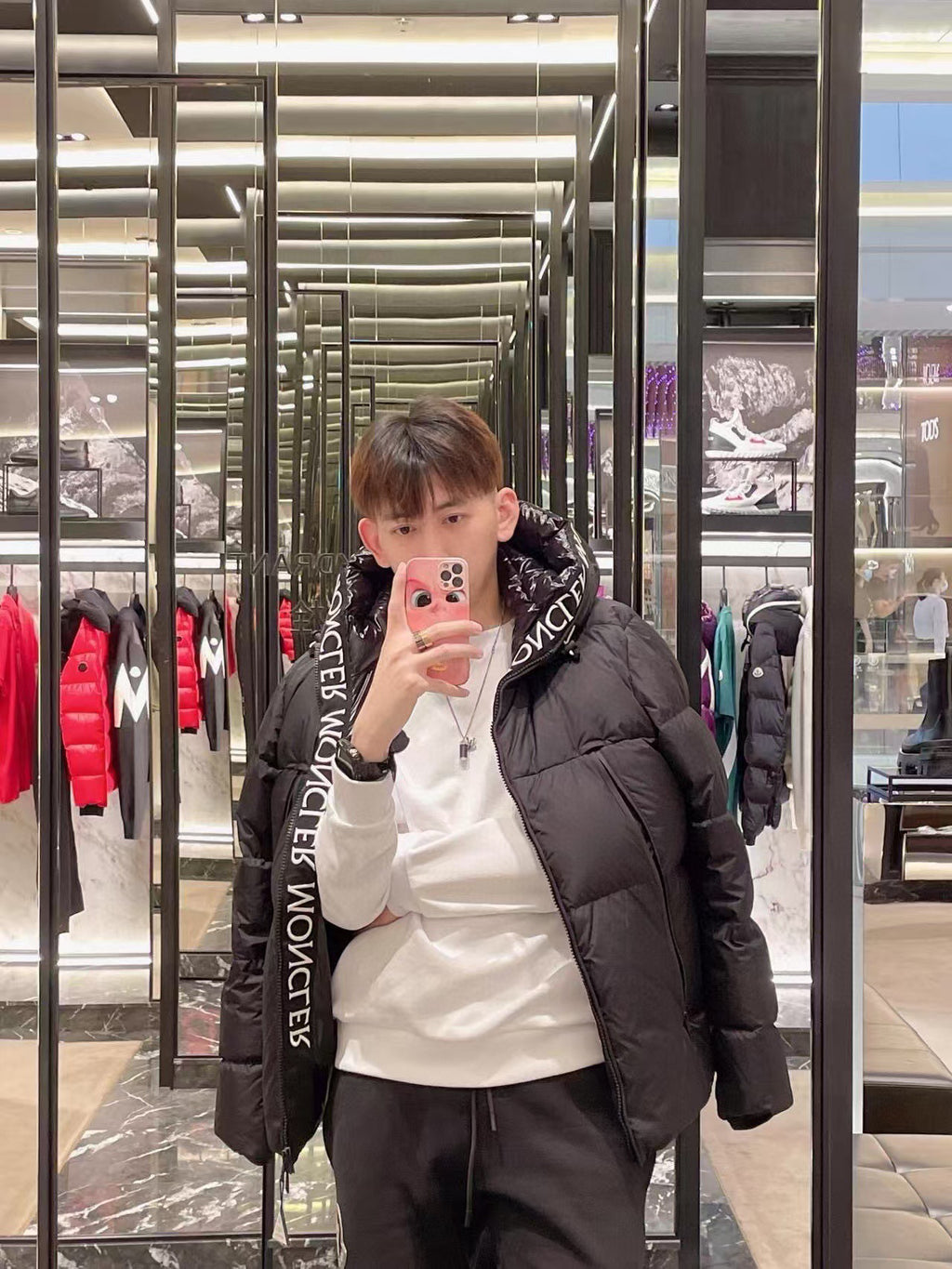 Moncler Hooded Zip-Up Embroidered Down Jacket - view 10