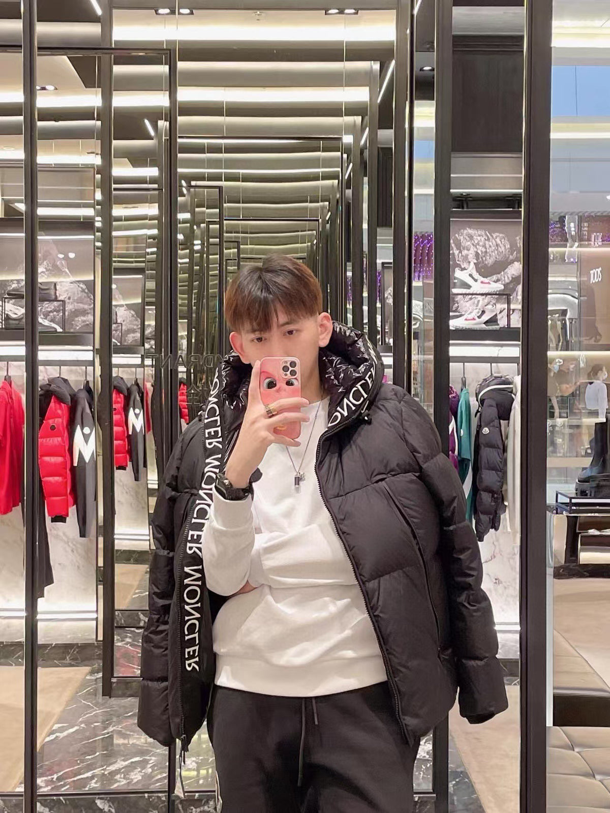 Moncler Hooded Zip-Up Embroidered Down Jacket - view 10