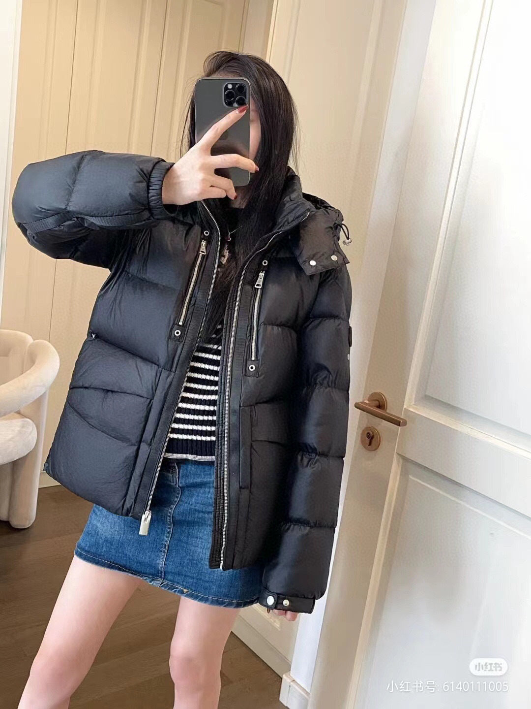 Moncler Hooded Zip-Up Graphic Down Jacket - White - view 10