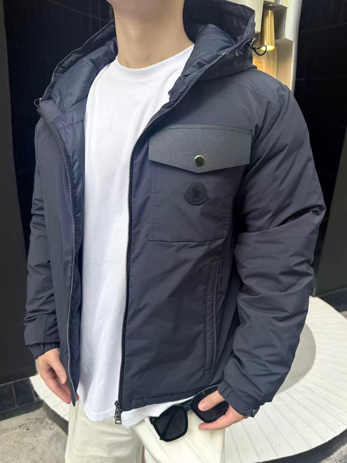 Moncler Hooded Zip-Up Logo Down Jacket - view 10