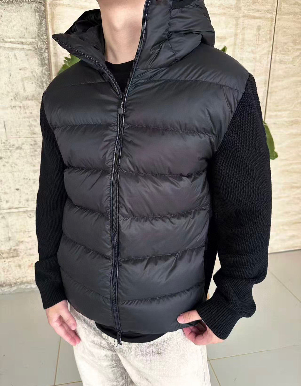 Moncler Hooded Embroidered Logo Down Jacket - view 10