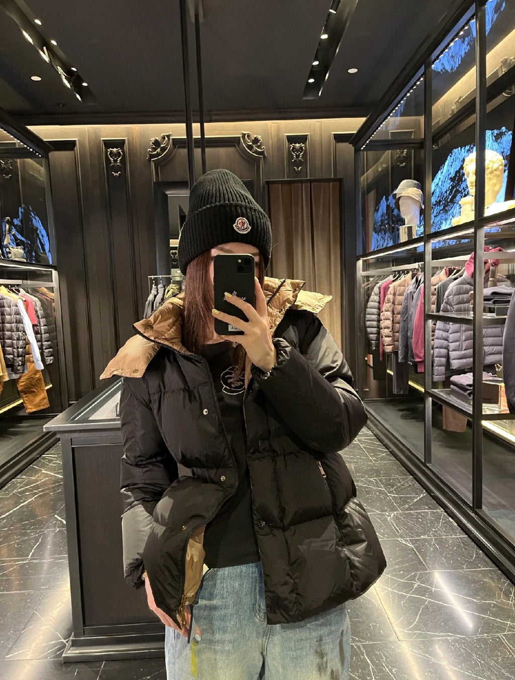 Moncler Women's Hooded Zip-Up Down Jacket - Black - view 11