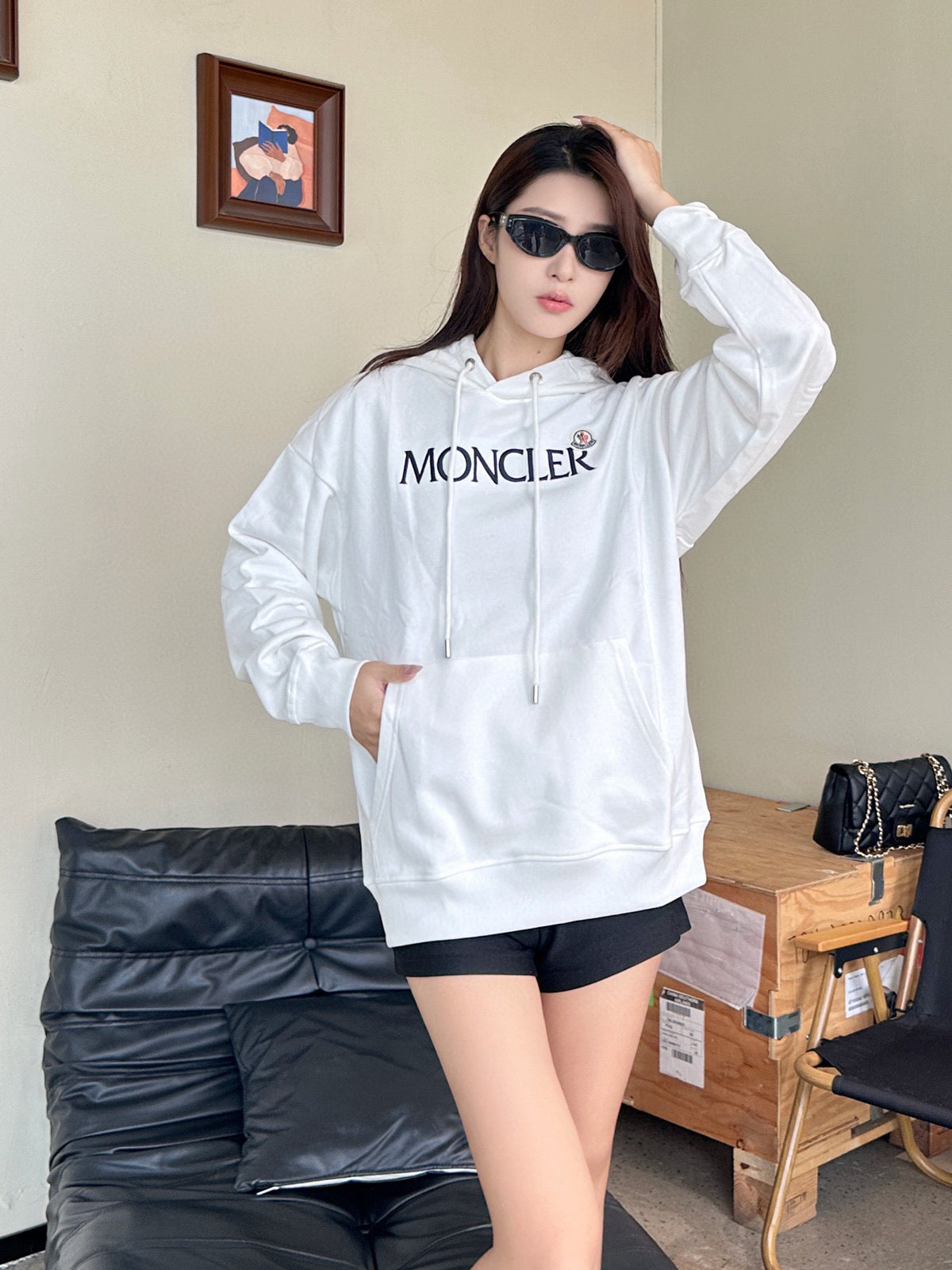 Moncler Hooded Logo Lightweight Hoodie - view 11