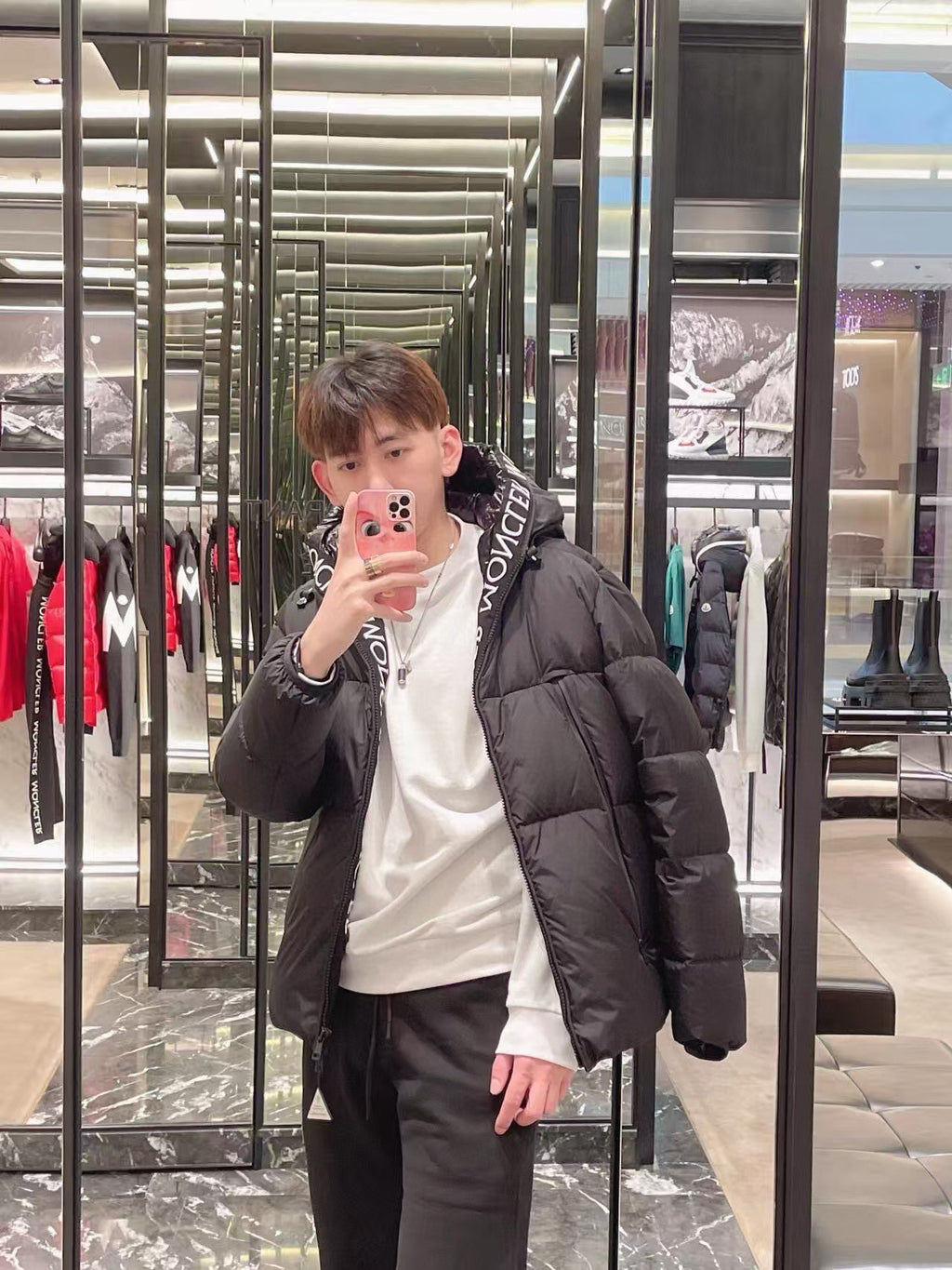 Moncler Hooded Zip-Up Embroidered Down Jacket - view 12