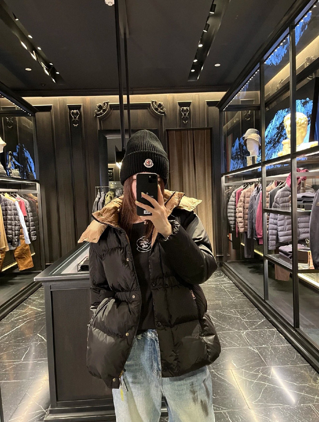 Moncler Women's Hooded Zip-Up Down Jacket - Black - view 12