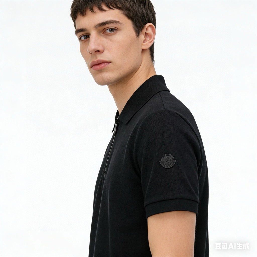 Moncler Zip-Up Logo Lightweight Polo Shirt - view 12