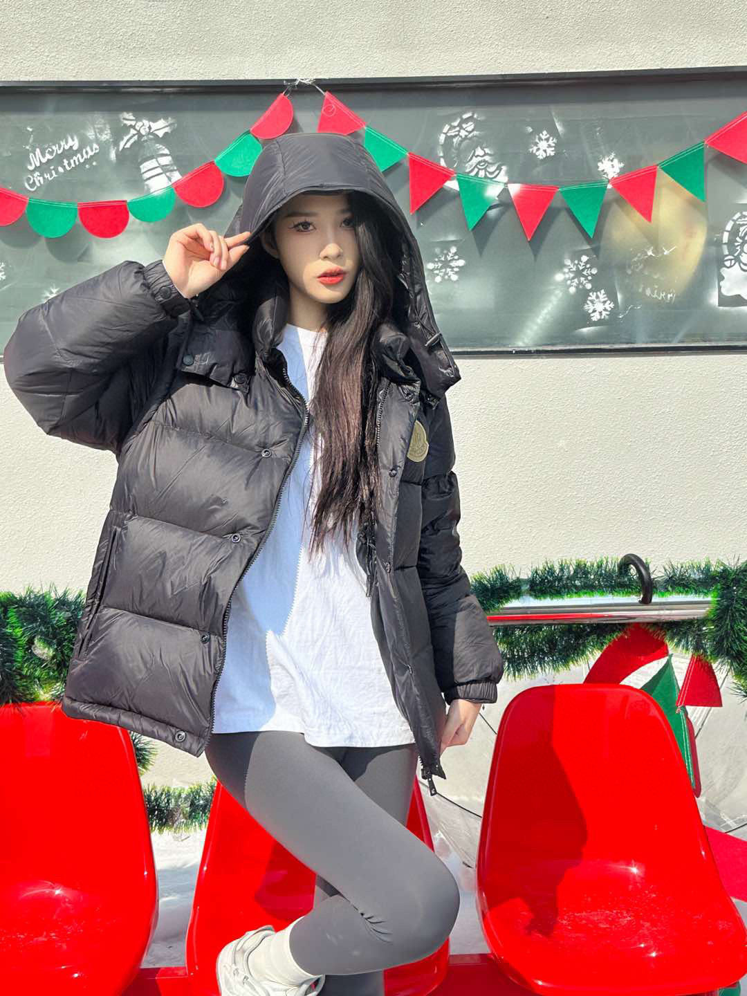Moncler Hooded Embroidered Down Jacket - view 13