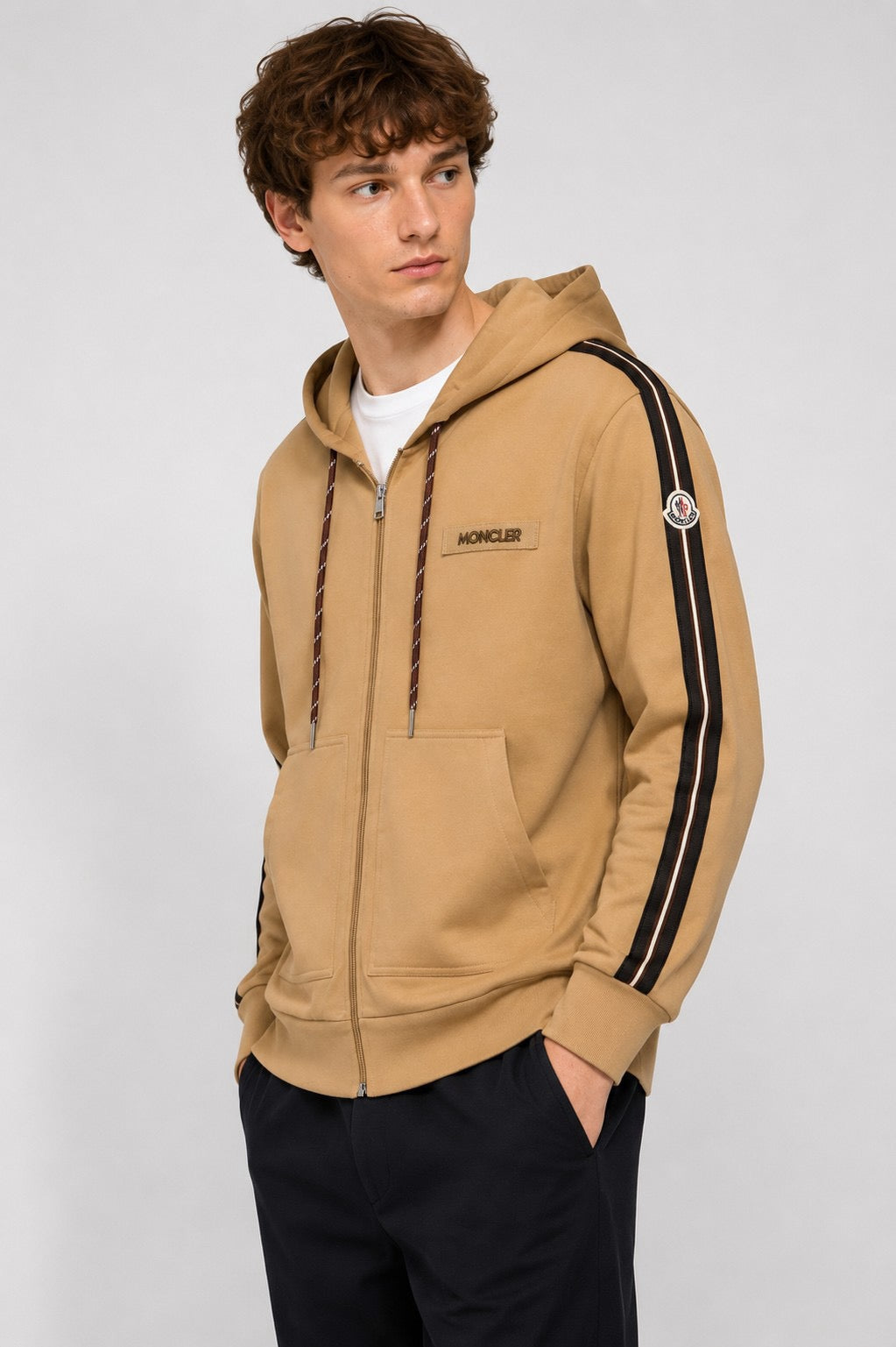 Moncler Hooded Zip-Up Embroidered Sweater - view 13