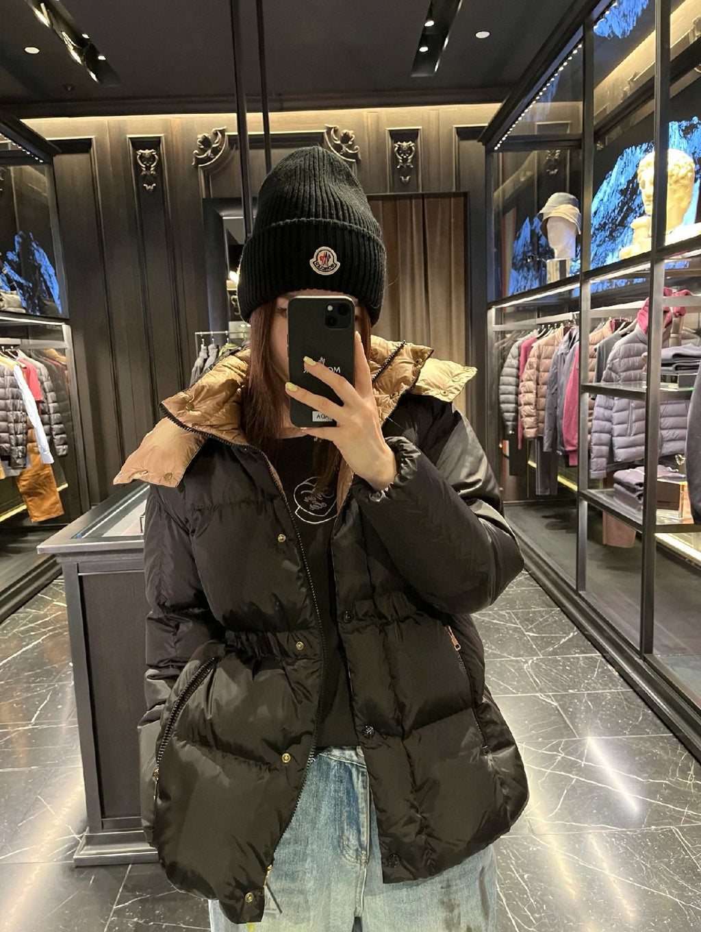 Moncler Women's Hooded Zip-Up Down Jacket - Black - view 13