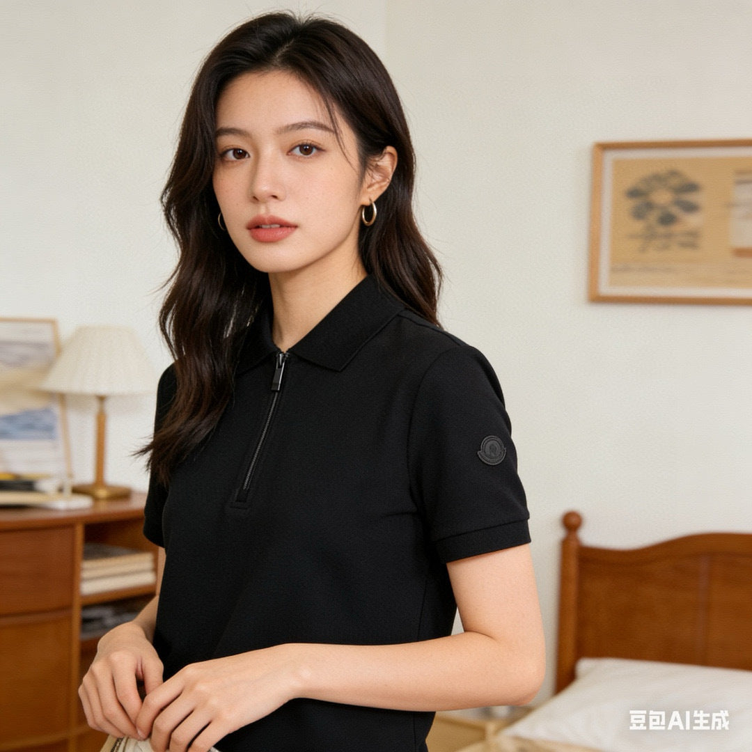 Moncler Zip-Up Logo Lightweight Polo Shirt - view 13