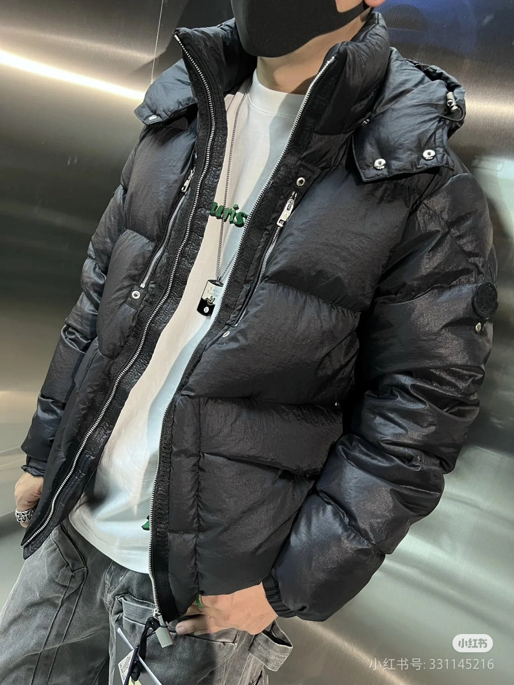 Moncler Hooded Zip-Up Graphic Down Jacket - White - view 13