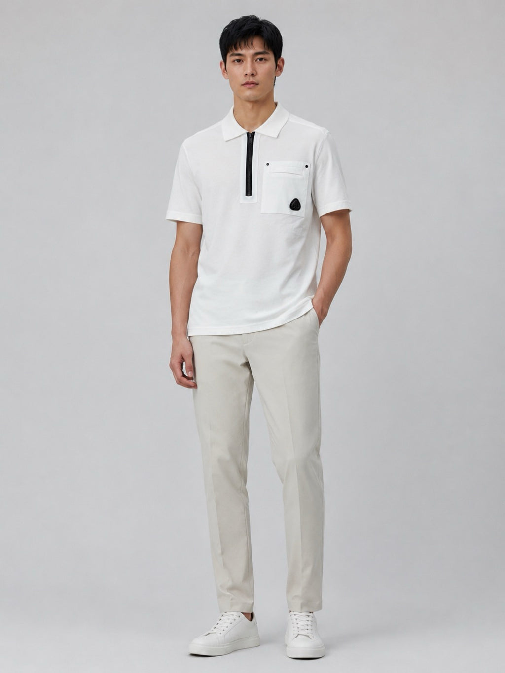 Moncler Zip-Up Logo Polo Shirt - view 14