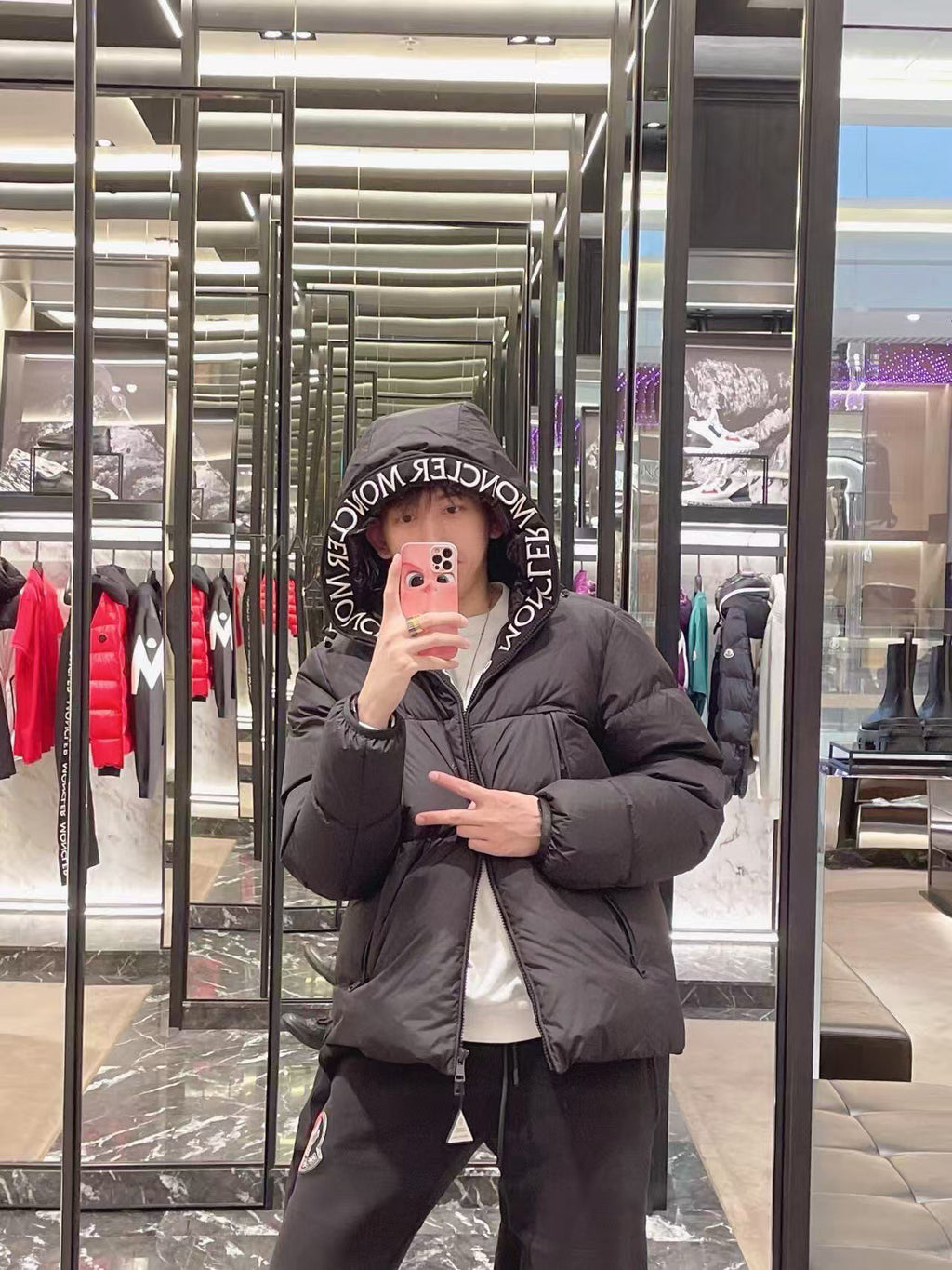 Moncler Hooded Zip-Up Embroidered Down Jacket - view 14