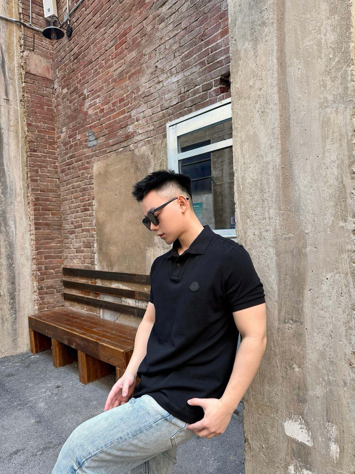 Moncler Embroidered Polo Shirt - Black - view 14