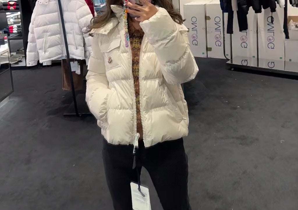 Moncler Women's Hooded Zip-Up Logo Down Jacket - view 14