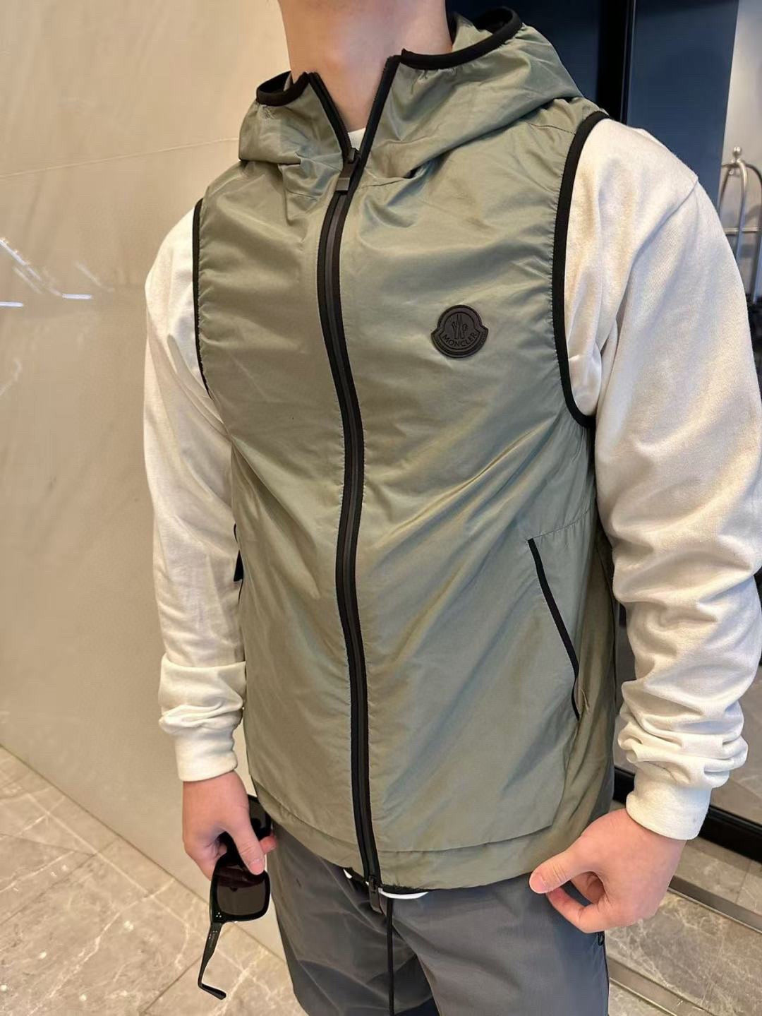 Moncler Hooded Graphic Logo Vest - view 14