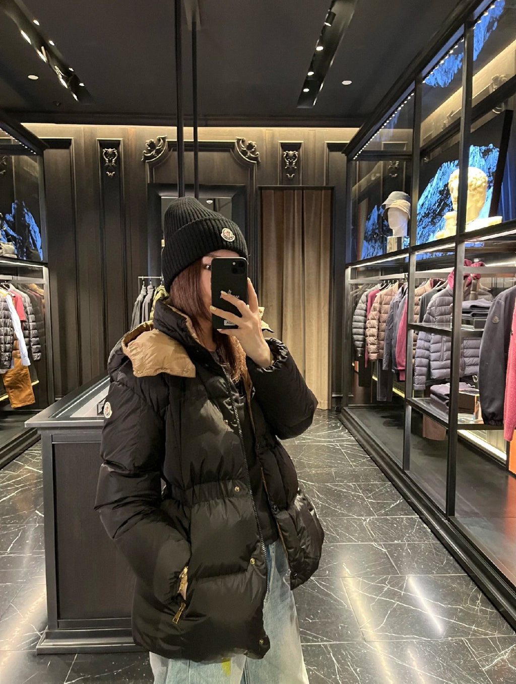 Moncler Women's Hooded Zip-Up Down Jacket - Black - view 14