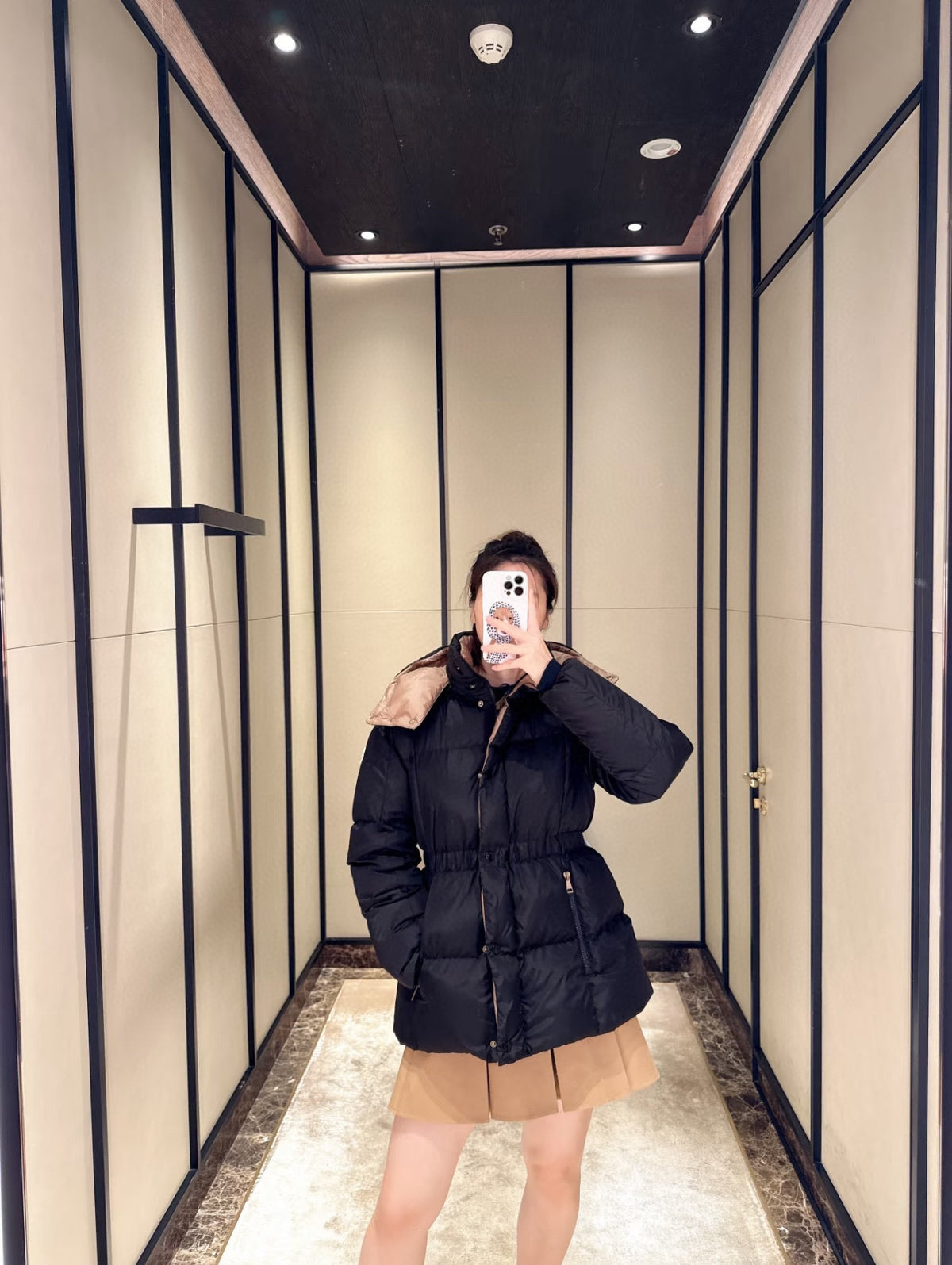 Moncler Women's Hooded Zip-Up Down Jacket - Black - view 15