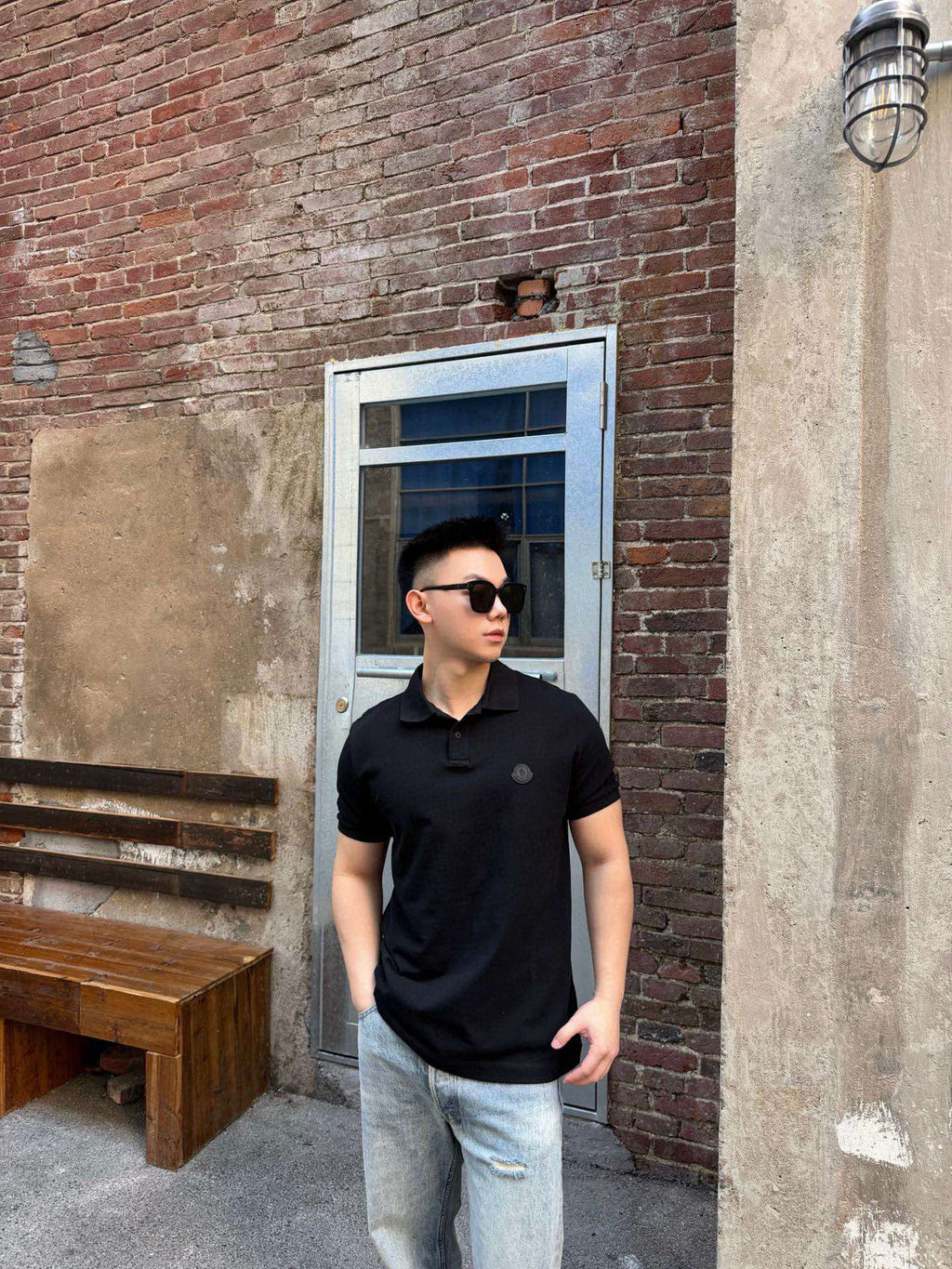 Moncler Embroidered Polo Shirt - Black - view 15