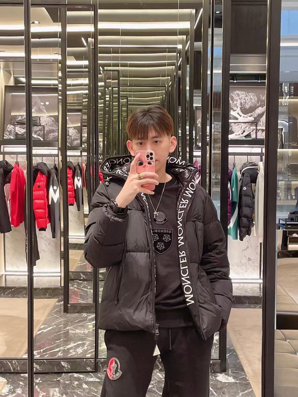 Moncler Hooded Zip-Up Embroidered Down Jacket - view 15