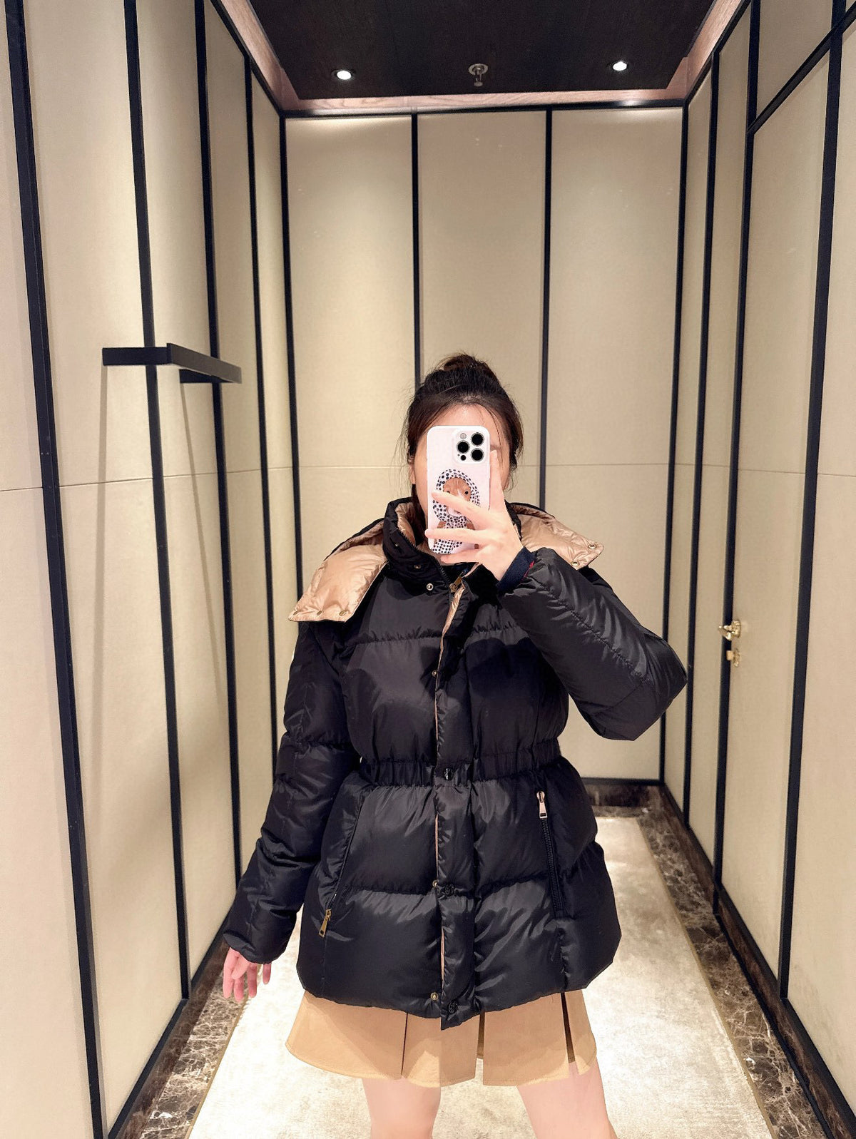 Moncler Women's Hooded Zip-Up Down Jacket - Black - view 16