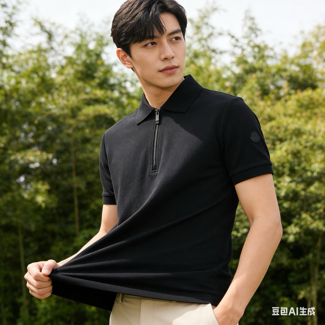 Moncler Zip-Up Logo Lightweight Polo Shirt - view 16
