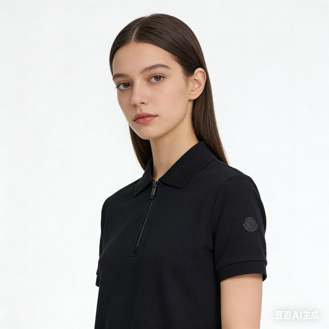 Moncler Zip-Up Logo Lightweight Polo Shirt - view 17
