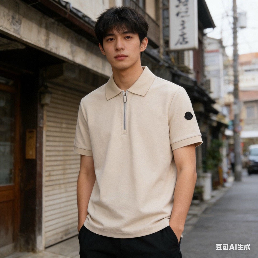 Moncler Zip-Up Logo Lightweight Polo Shirt - view 17