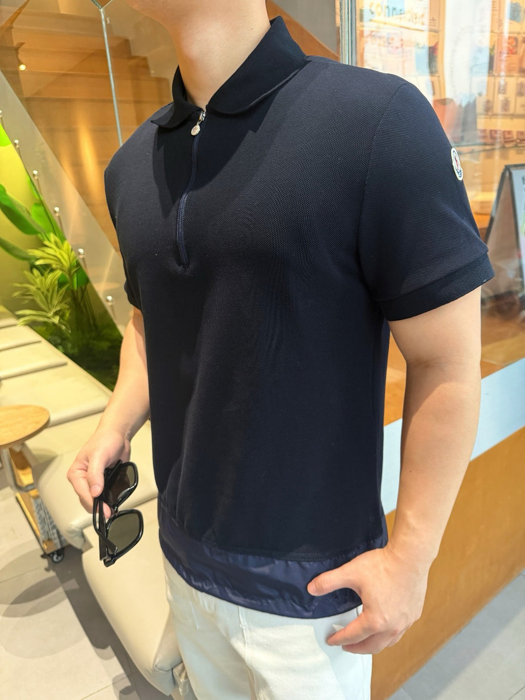 Moncler Zip-Up Embroidered Logo Polo Shirt - view 18