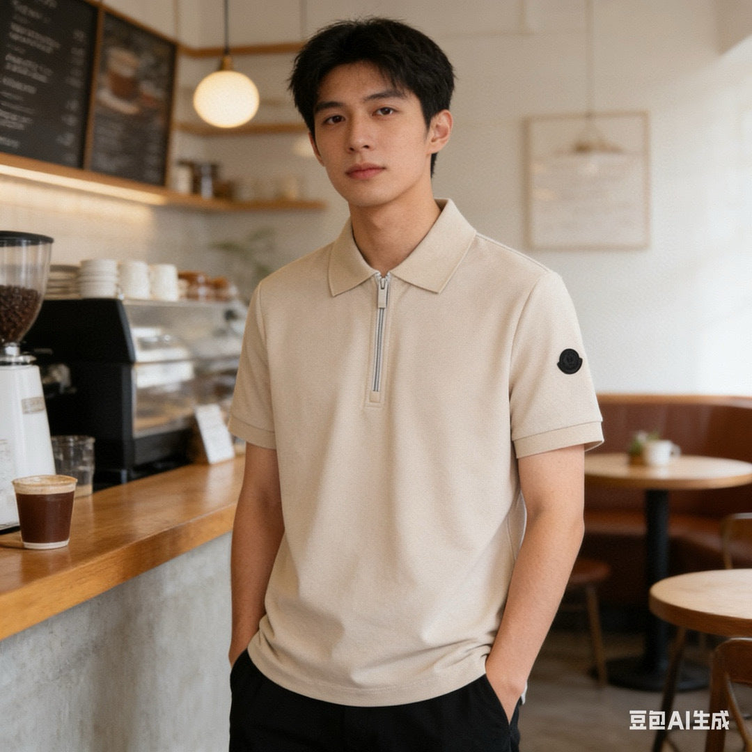 Moncler Zip-Up Logo Lightweight Polo Shirt - view 18