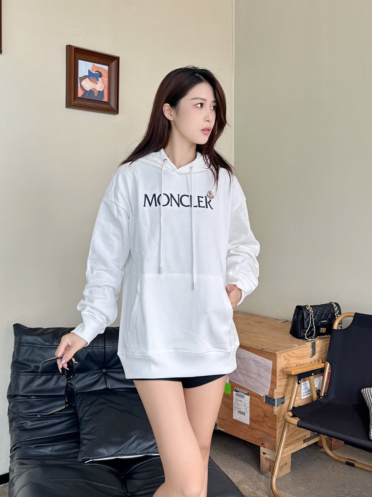 Moncler Hooded Logo Lightweight Hoodie - view 18