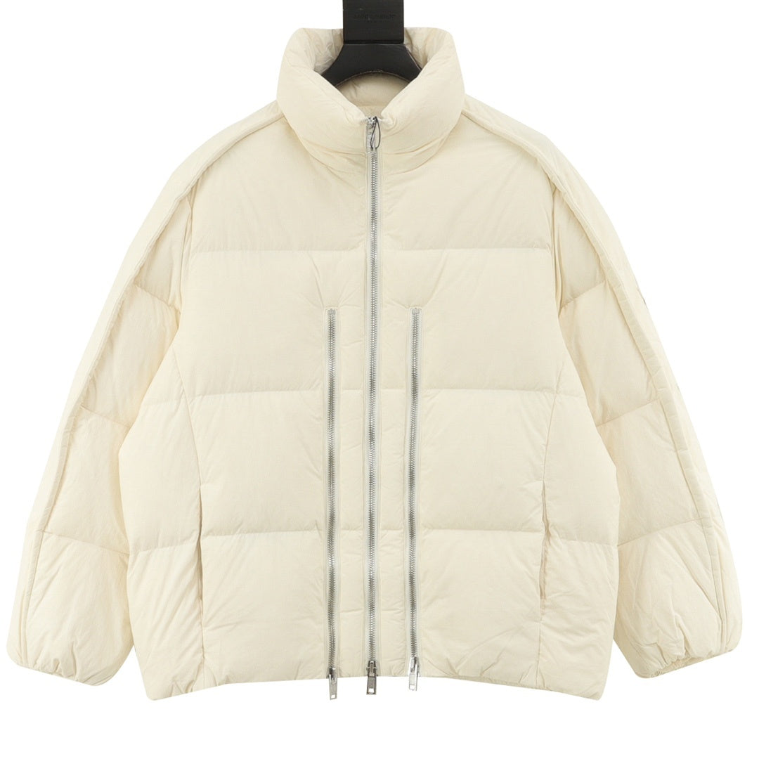 Moncler Zip-Up Embroidered Logo Down Jacket - view 1