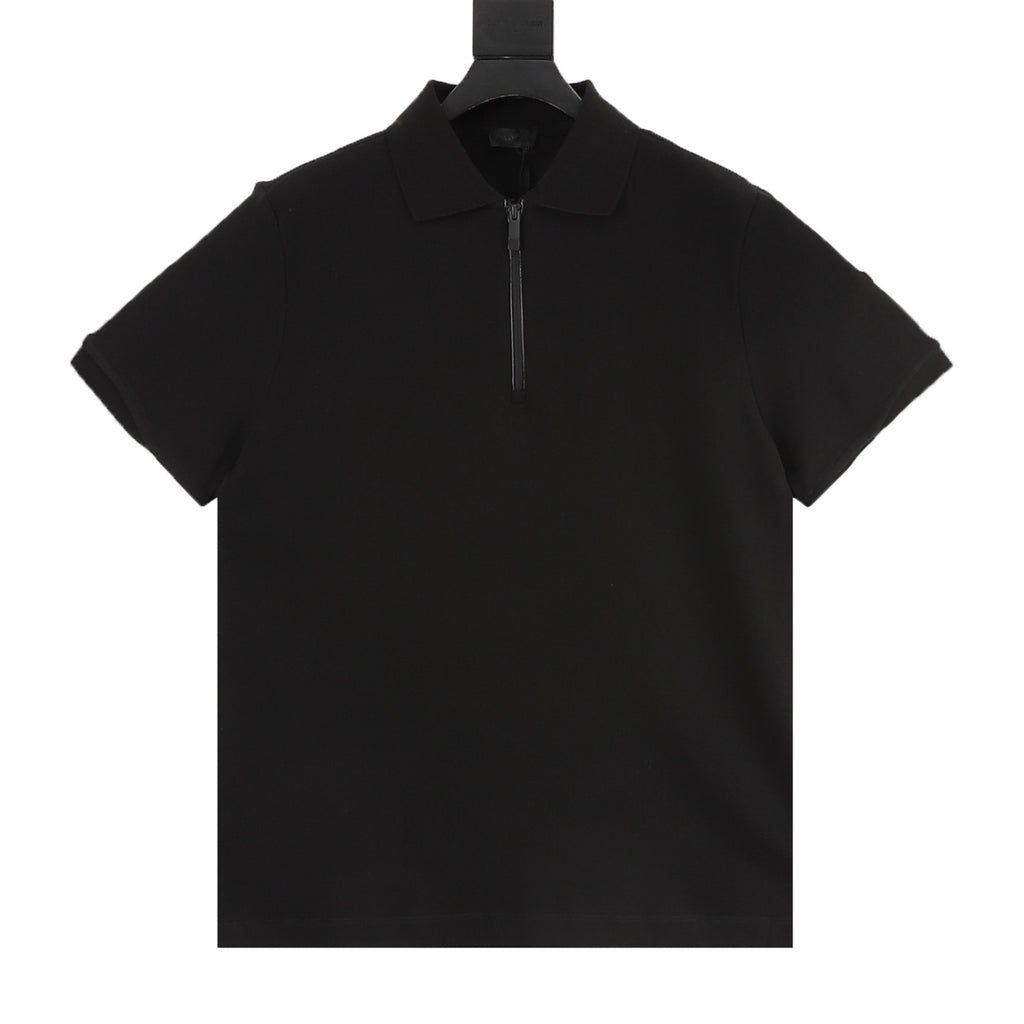Moncler Zip-Up Embroidered Polo Shirt - Black - view 1
