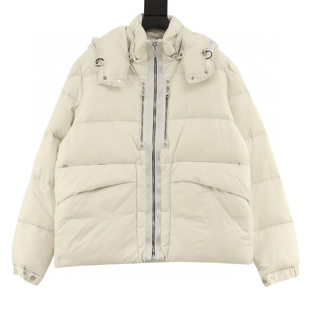 Moncler Hooded Zip-Up Graphic Down Jacket - White - view 1