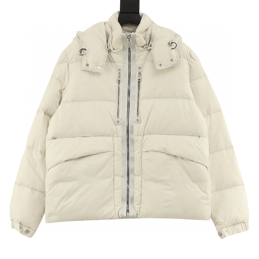 Moncler Hooded Zip-Up Graphic Down Jacket - White - view 1
