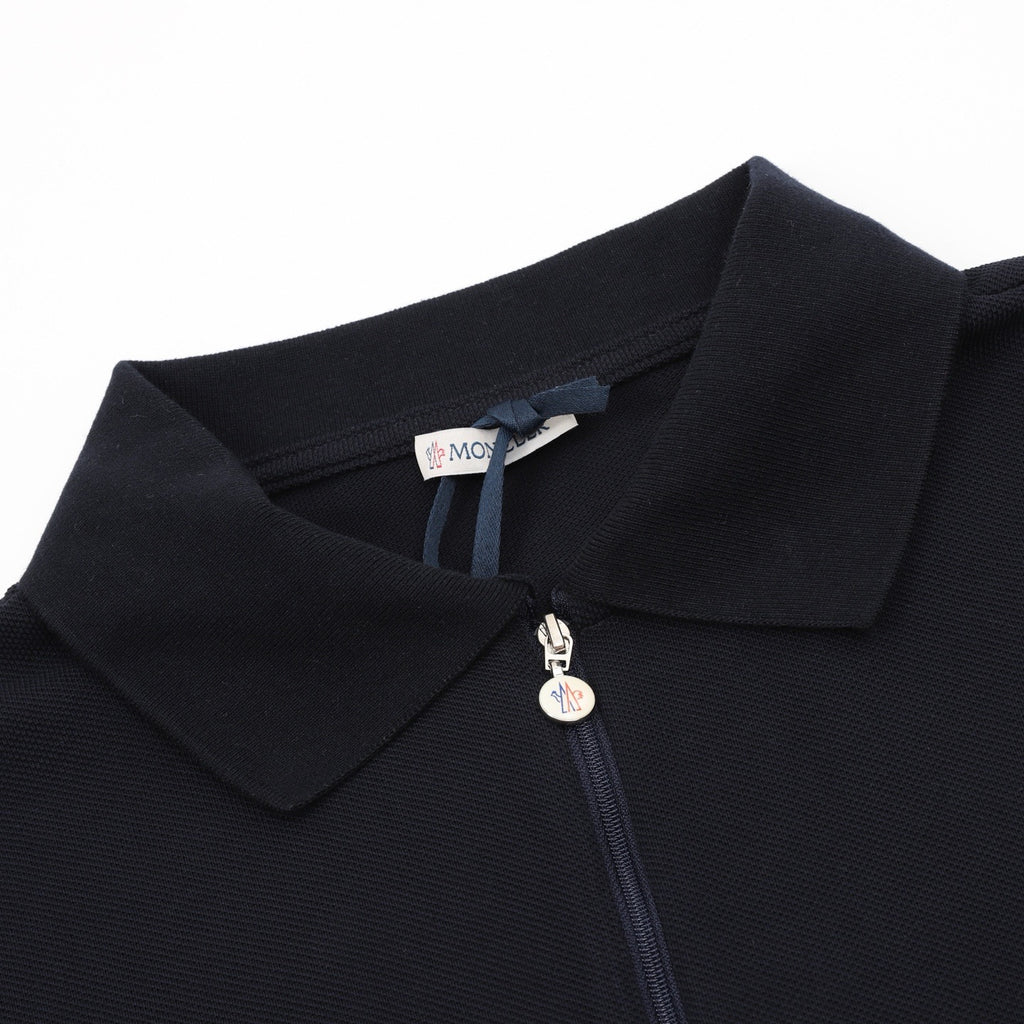 Moncler Zip-Up Embroidered Logo Polo Shirt - view 3