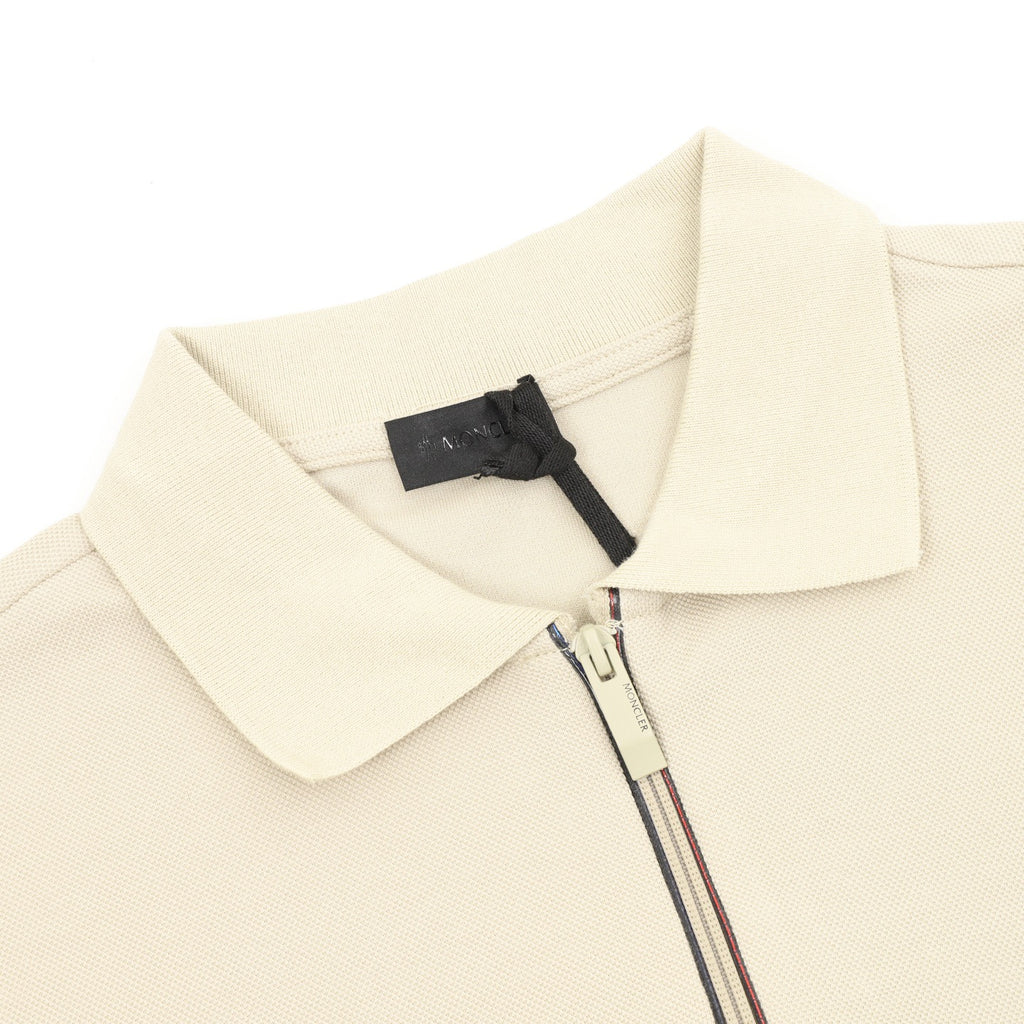 Moncler Zip-Up Embroidered Polo Shirt - Black - view 3