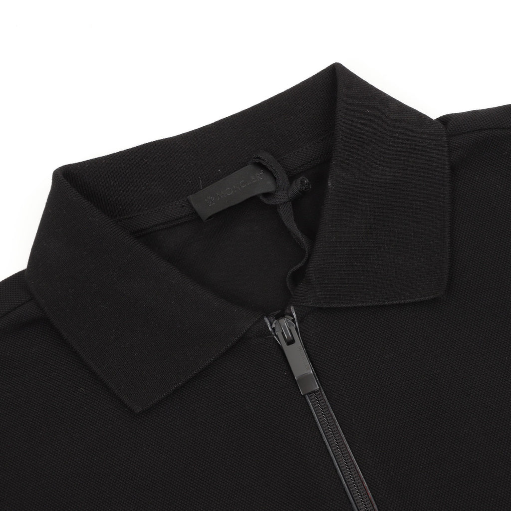 Moncler Zip-Up Embroidered Polo Shirt - Black - view 3