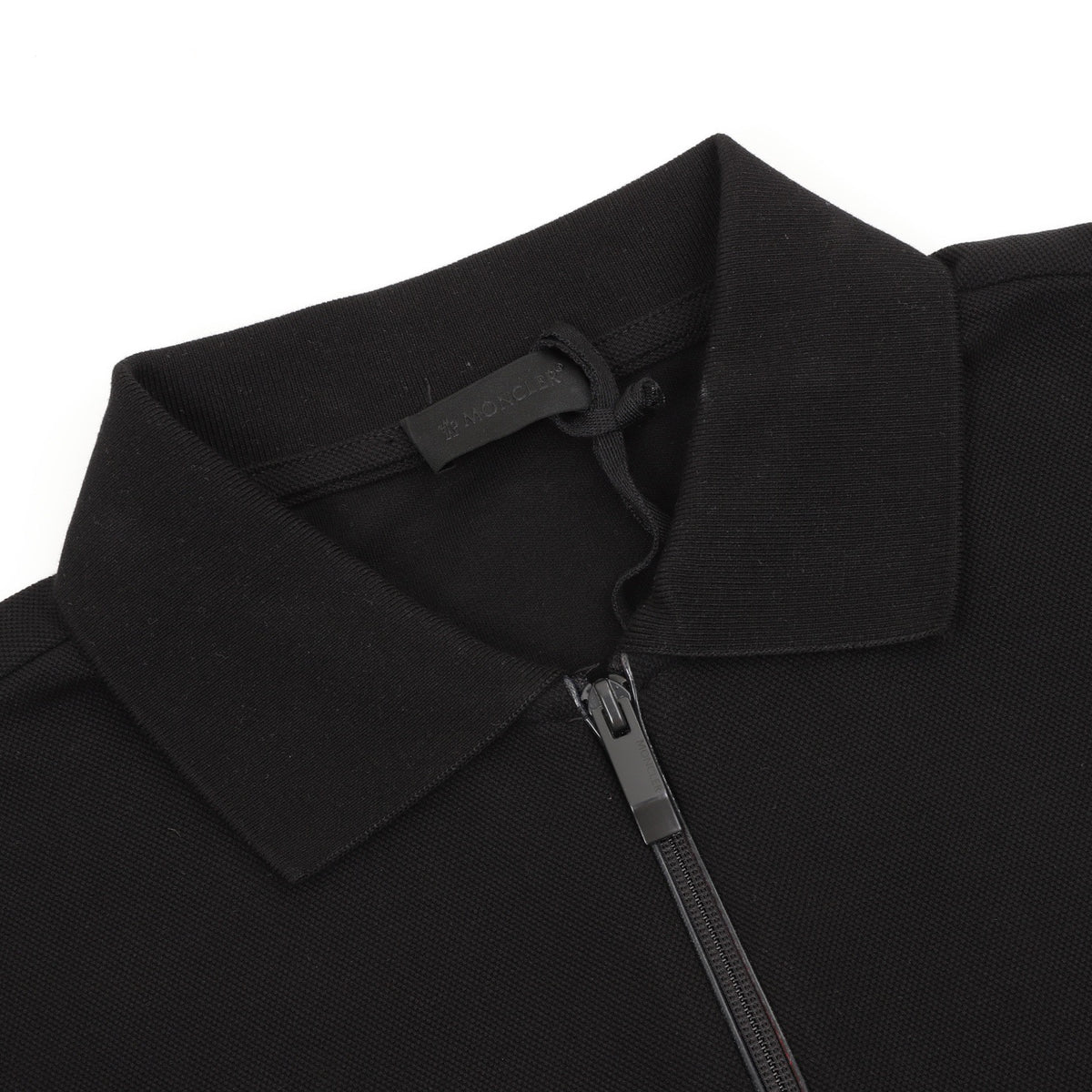 Moncler Zip-Up Embroidered Polo Shirt - Black - view 3
