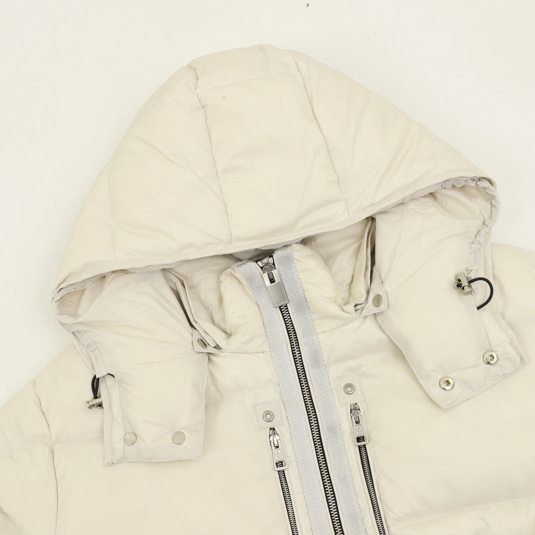 Moncler Hooded Zip-Up Graphic Down Jacket - White - view 3