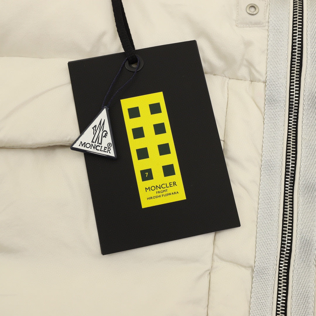 Moncler Hooded Zip-Up Graphic Down Jacket - White - view 5